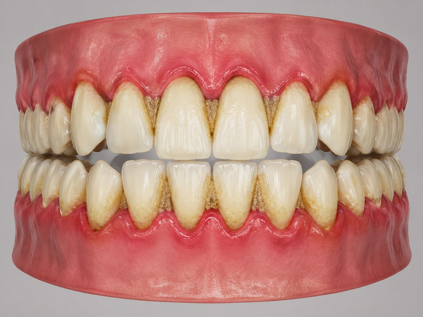 bad oral conditon with plaque, tartar and sweilling gum